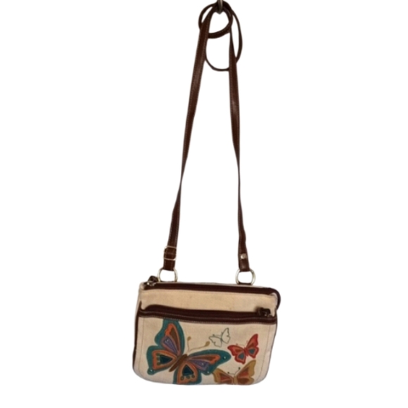 Relic Beautiful Butterfly Medium Purse /Bag Cream Tone & Brown Accents. - Picture 5 of 17